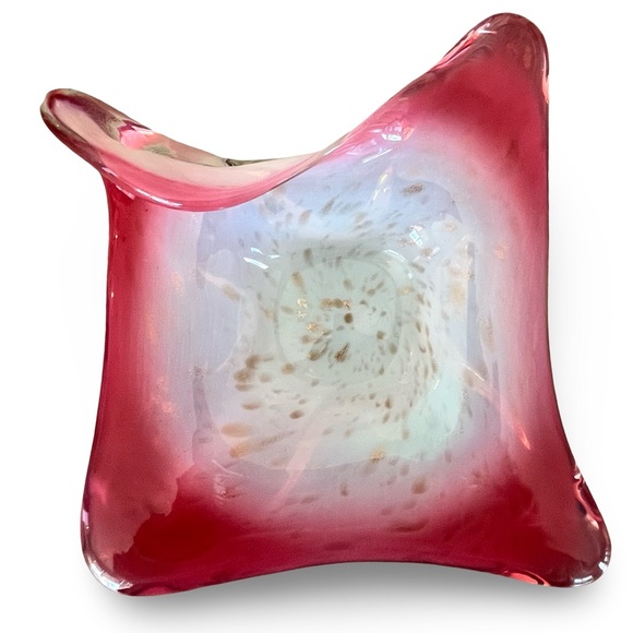 Other - Vintage Fratelli Tosso Italian Murano Art Glass Pink White Gold Dish